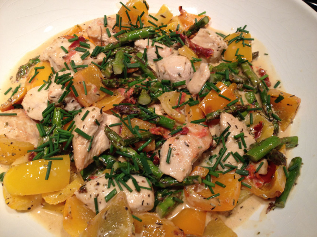 Chicken with Red and Yellow Peppers