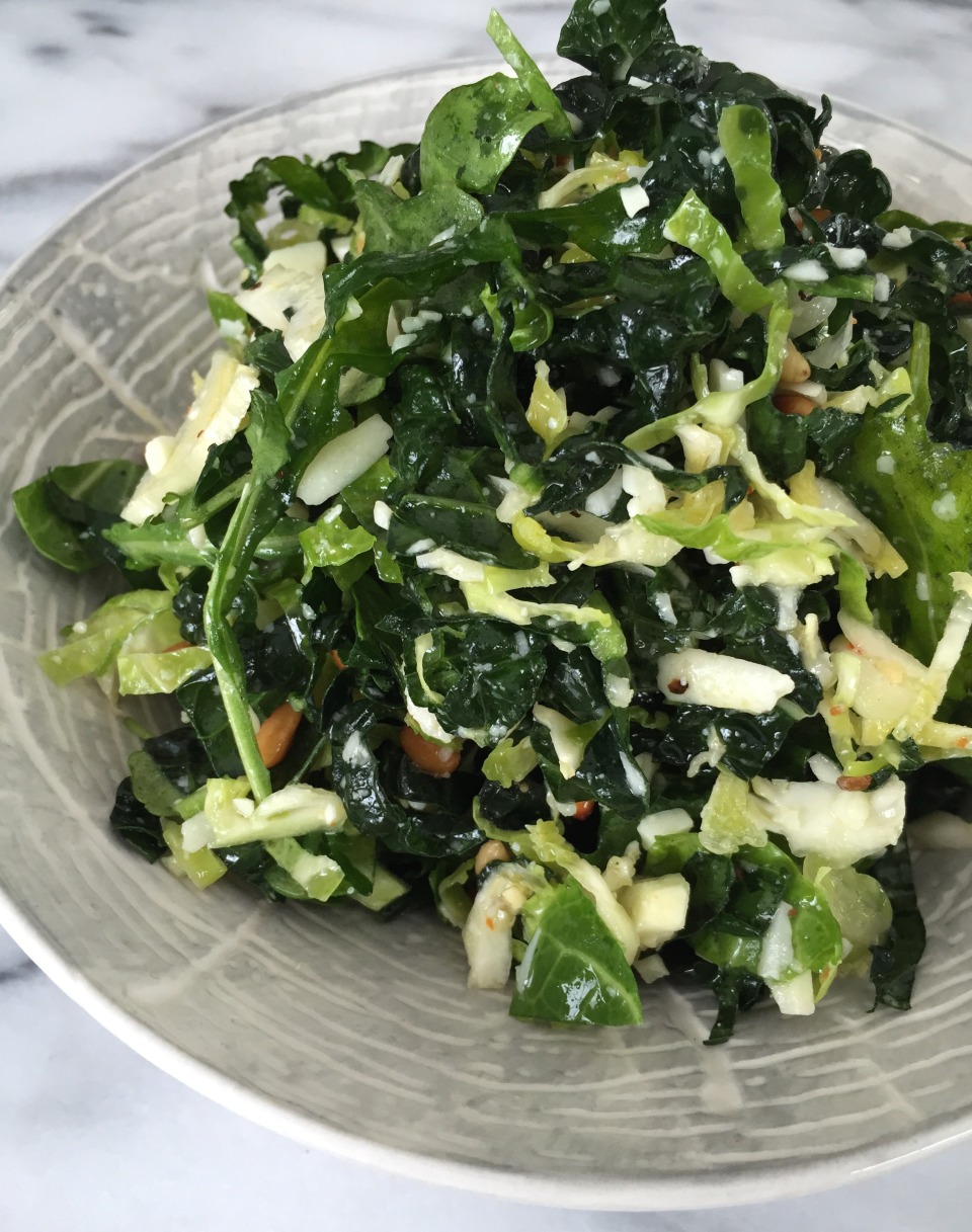 Shaved Tuscan Kale and Brussels Sprouts Salad The Kitchen Scout