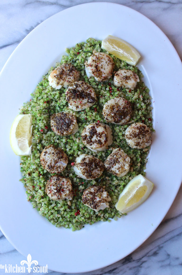 Scallops Au Poivre with Broccoli & Cauliflower Rice The Kitchen Scout