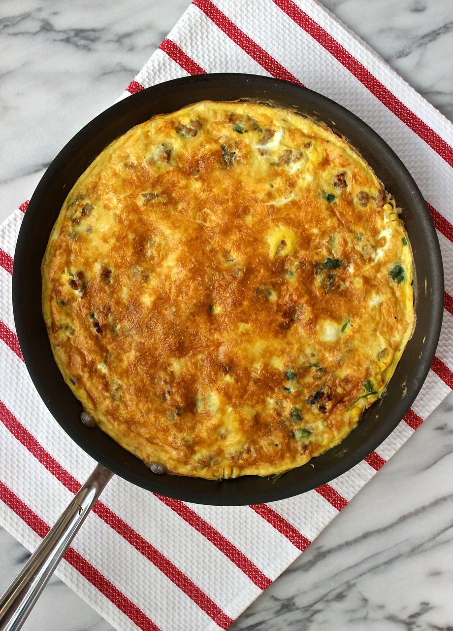 Sausage, Corn and Spinach Frittata | The Kitchen Scout